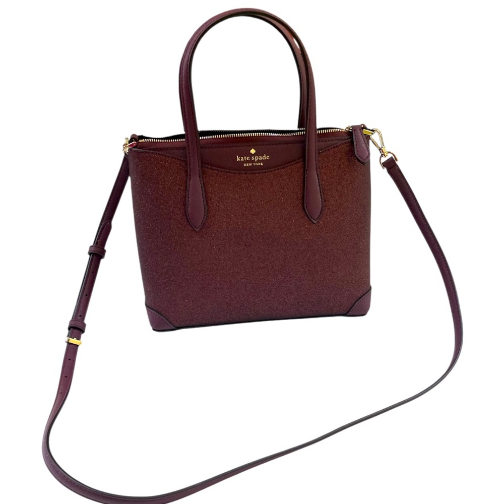 KATE SPADE NEW YORK Glitter Leather Satchel Deep Nova NWT - Picture 4 of 9